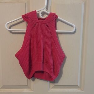 SHEIN Pink Knit Halter Crop Top